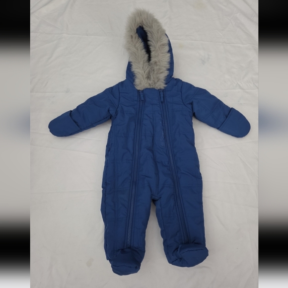 Babies r us infant boy 3-6m blue puffer snow suit #HM3 - Picture 1 of 2
